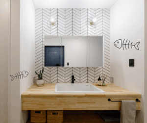 岡山の注文住宅｜タイル　ヘリンボーン貼り　イチマルホーム