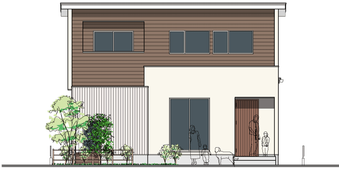 福井モデルハウス立面パース